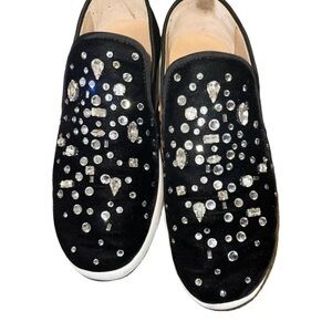 Giuseppe Zanotti rhinestone crystal bling velvet sneakers 37